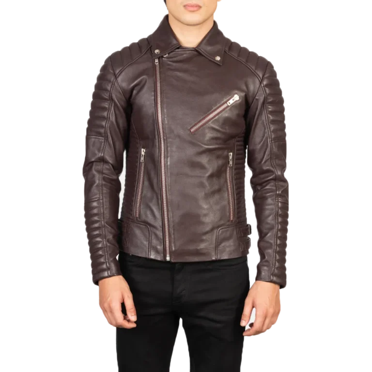 Armand Maroon Leather Biker Jacket